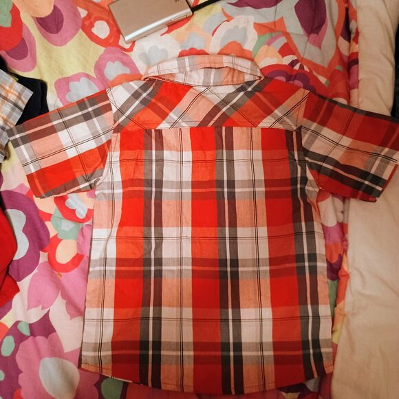 US Polo Assn Boys Dress Shirt, 2T, Red Grey white Plaid, Gently Used - Picture 2 of 4